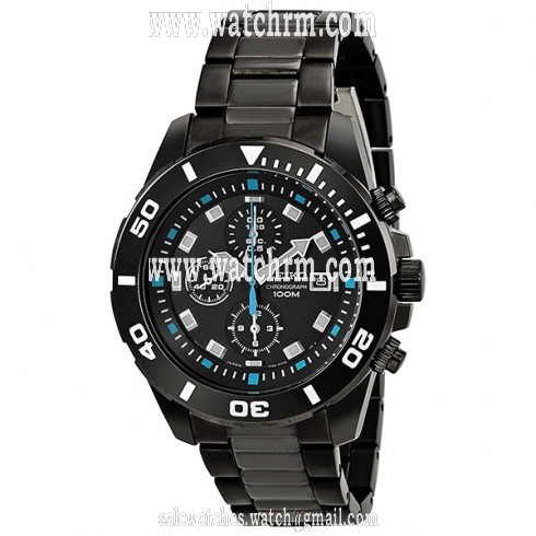 Seiko Chronograph Black Dial Stainless Steel Men's Watch SNDE01