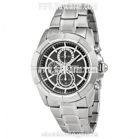 Seiko Chronograph Black Dial Stainless Steel Men's Watch SNDE65