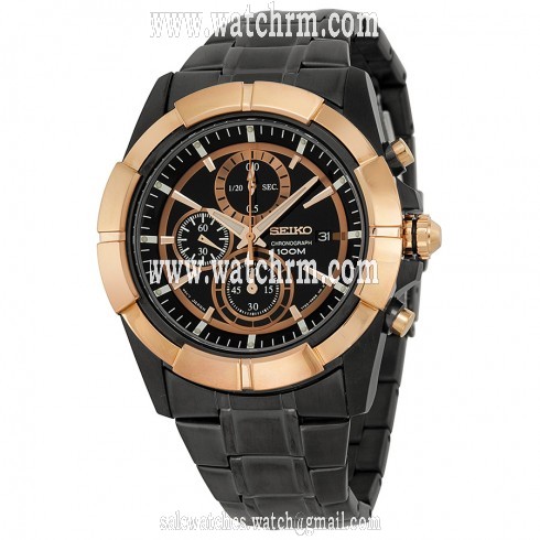 Seiko Chronograph Black Dial Stainless Steel Men's Watch SNDE76