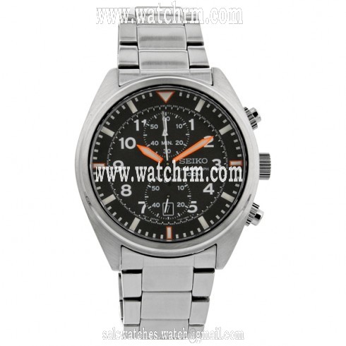 Seiko Chronograph Black Dial Stainless Steel Men's Watch SNN235