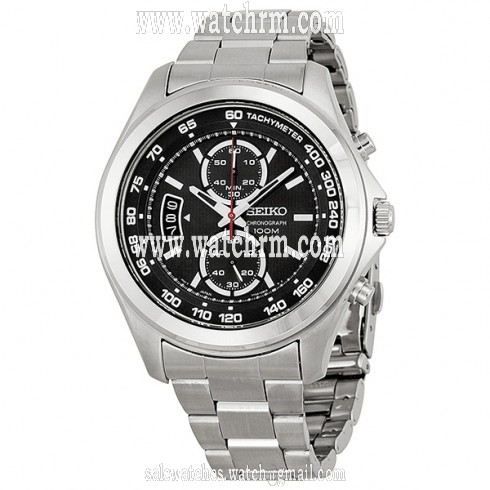 Seiko Chronograph Black Dial Stainless Steel Men's Watch SNN255