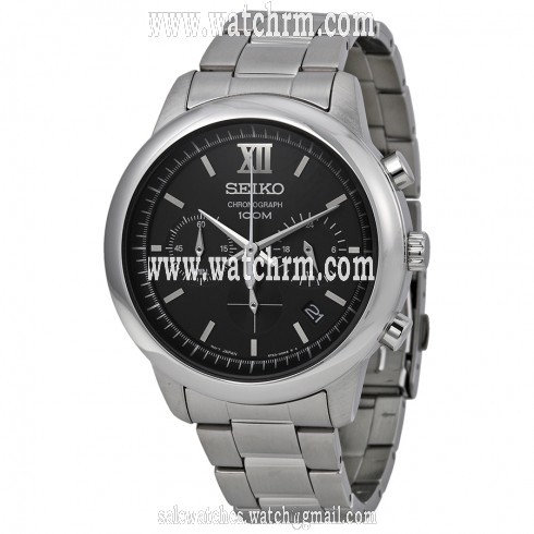 Seiko Chronograph Black Dial Stainless Steel Men's Watch SSB139P1