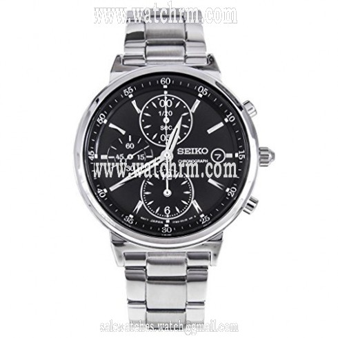 Seiko Chronograph Black Dial Stainless Steel Unisex Watch SNDW49