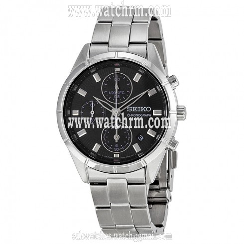 Seiko Chronograph Black Dial Stainless Steel Unisex Watch SNDX47