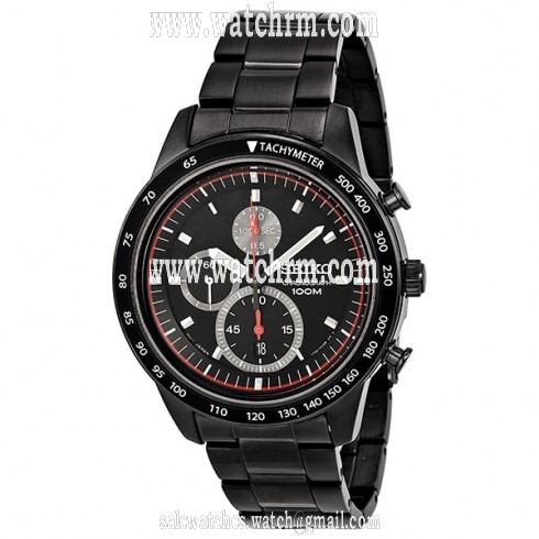 Seiko Chronograph Black Dial Titanium Carbon Coated  Men's Watch SNDD89
