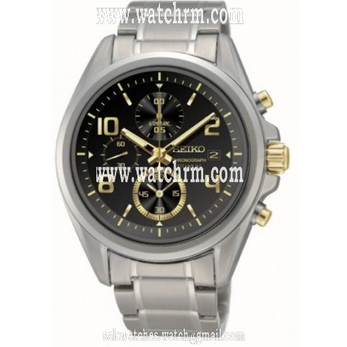 Seiko Chronograph Black Dial Titanium Men's Watch SNDE63