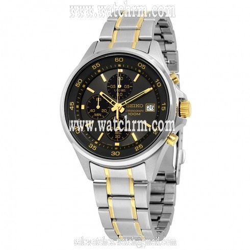 Seiko Chronograph Black Dial Two-tone Men's Watch SKS481