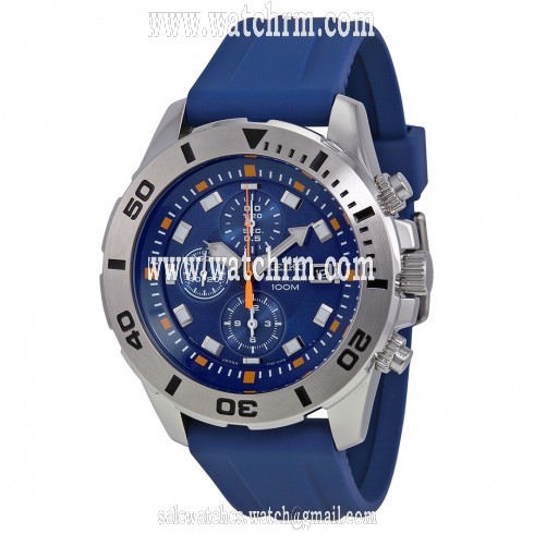 Seiko Blue Dial Chronograph Blue Rubber Men's Watch SNDE03