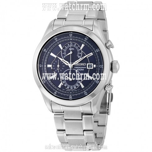 Seiko Chronograph Blue Dial Stainless Steel Men's Watch SPC165