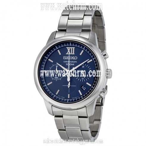 Seiko Chronograph Blue Dial Stainless Steel Men's Watch SSB137