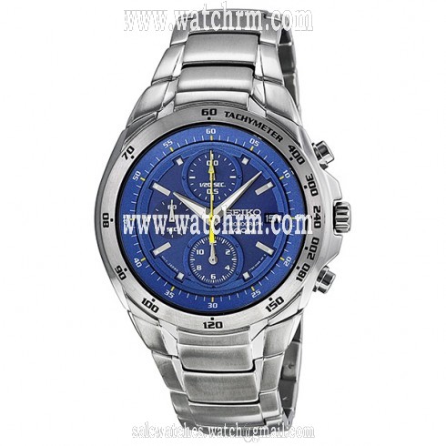Seiko Chronograph Blue Dial Stainless Steel Men's Watch SND699