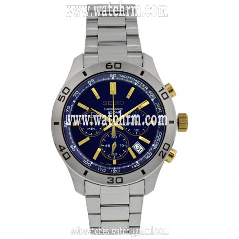 Seiko Chronograph Blue Dial Stainless Steel Men's Watch SSB055