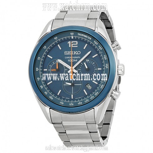 Seiko Chronograph Blue Dial Stainless Steel Men's Watch SSB091