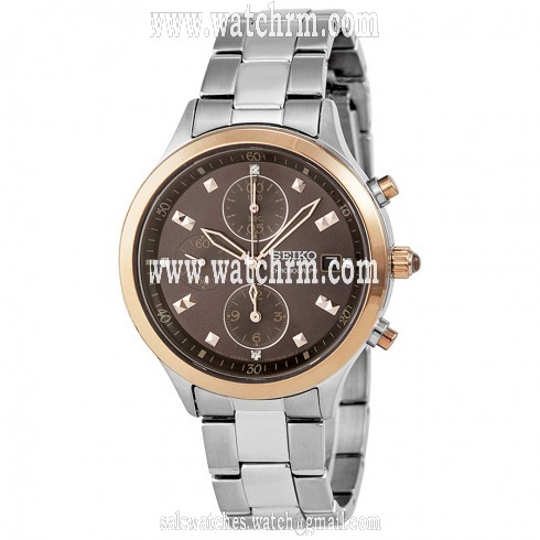 Seiko Chronograph Brown Dial Stainless Steel Ladies Watch SNDX06
