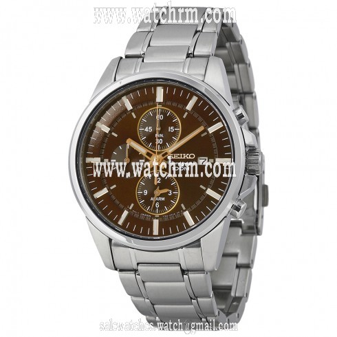Seiko Chronograph Brown Dial Stainless Steel Men's Watch SNAF05