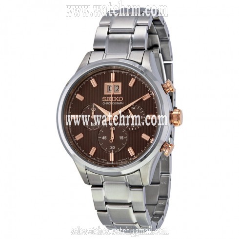 Seiko Chronograph Brown Dial Stainless Steel Men's Watch SPC151