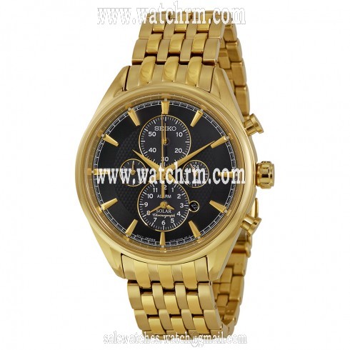 Seiko Chronograph Chronograph Grey Dial Gold-tone Men's Watch SSC210