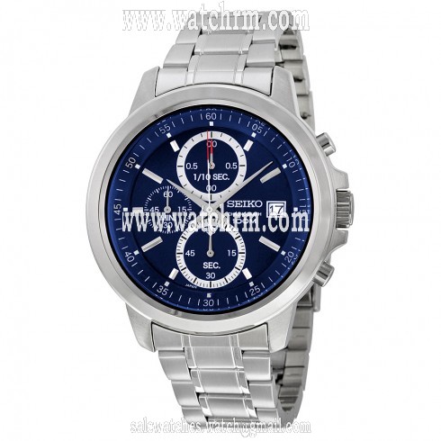 Seiko Chronograph Dark Blue Dial Stainless Steel Men's Watch SKS443