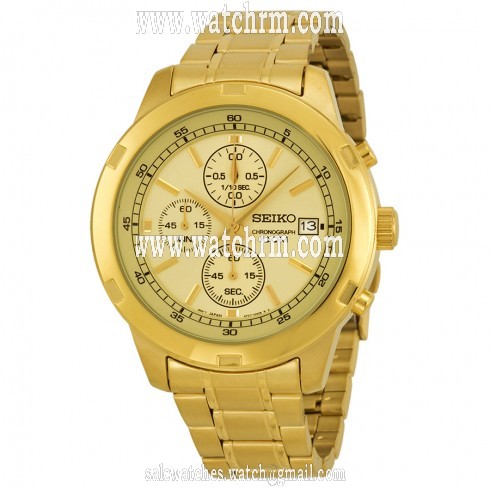 Seiko Chronograph Gold Dial Gold-tone Men's Watch SKS426