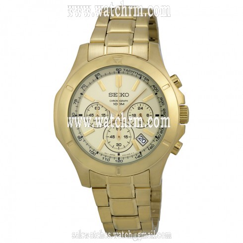 Seiko Chronograph Gold Dial Gold-tone Steel Men's Watch SSB112