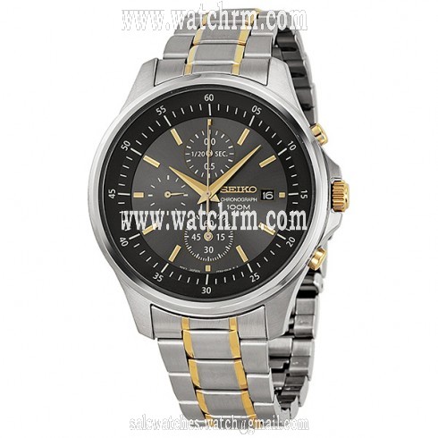 Seiko Chronograph Gray Dial Two-tone Stainless Steel Men's Watch SNDE25