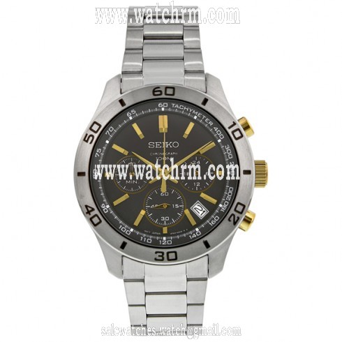 Seiko Chronograph Grey Dial Stainless Steel Men's Watch SSB057