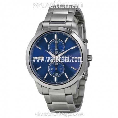 Seiko Chronograph Metallic Blue Dial Stainless Steel Men's Watch SNN273