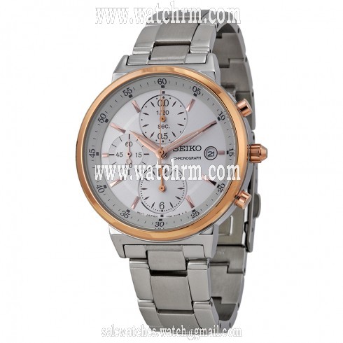 Seiko Chronograph Silver Dial Stainless Steel Ladies Watch SNDW48