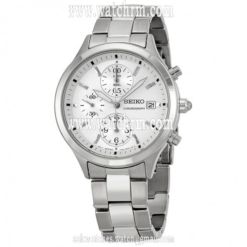 Seiko Chronograph Silver Dial Stainless Steel Ladies Watch SNDX11