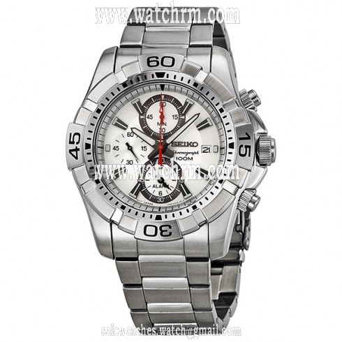 Seiko Chronograph Silver Dial Stainless Steel Men's Watch SNAE23