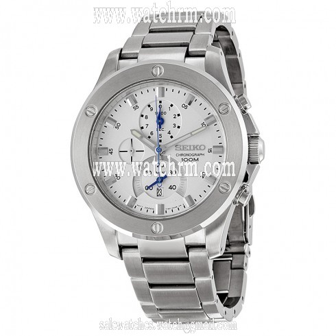Seiko Chronograph Silver Dial Stainless Steel Men's Watch SPC091