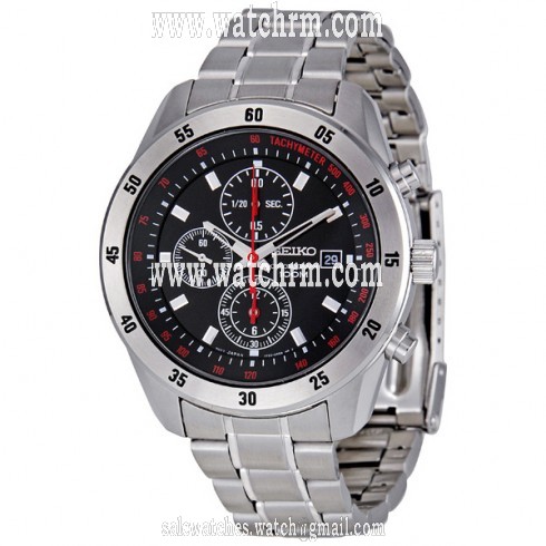 Seiko Chronograph Stainless Steel black Dial Men's Watch SNDC49