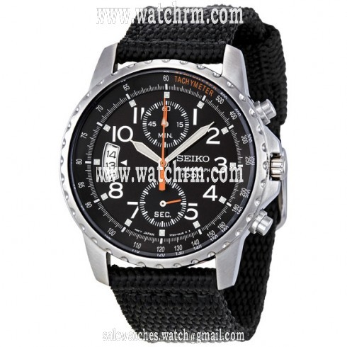 Seiko Chronograph Stainless Steel Cloth Strap Men's Watch SNN079P2