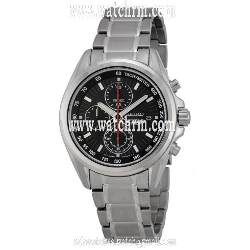 Seiko Chronograph Tachymeter Black Dial Titanium Men's Watch SNDC93