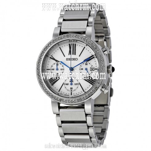Seiko Chronograph White Dial Stainless Steel Ladies Watch SRW013