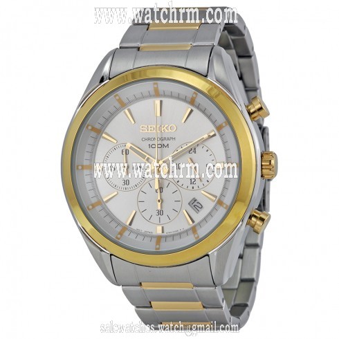 Seiko Chronograph White Dial Stainless Steel Men's Watch SSB090
