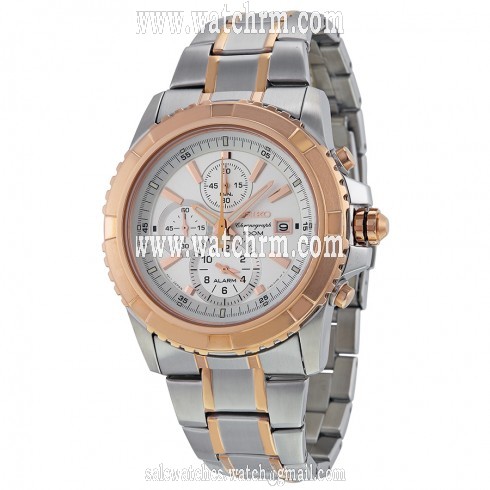 Seiko Chronograph White Dial Two-tone Men's Watch SNAE08