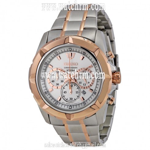 Seiko Chronograph White Dial Two-tone Men's Watch SRW026P1