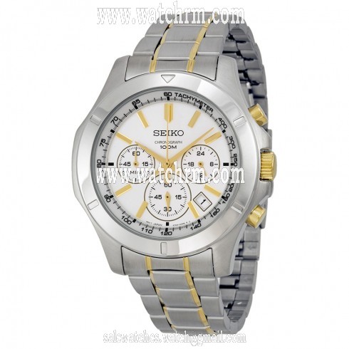 Seiko Chronograph White Dial Two-tone Men's Watch SSB107