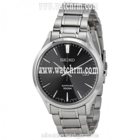 Seiko Classic Black Dial Stainless Steel Men's Watch SGEG95
