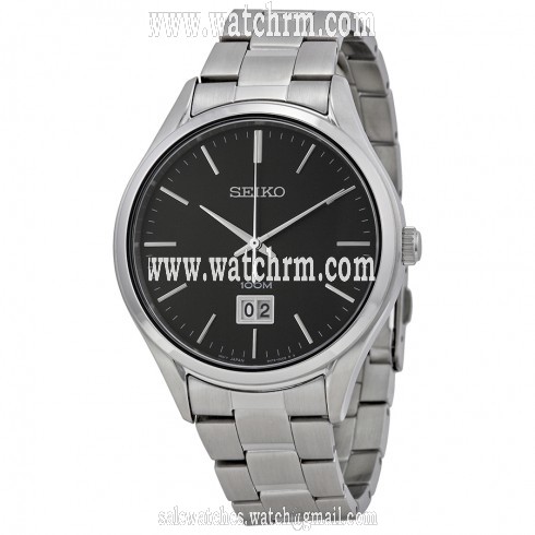 Seiko Classic Black Dial Stainless Steel Men's Watch SUR023