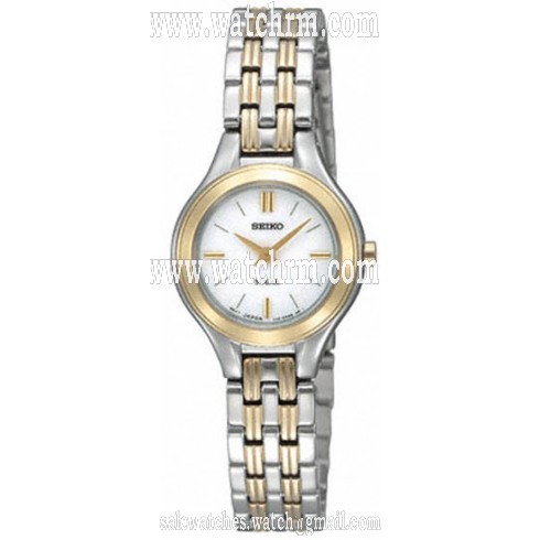 Seiko Classic Solar White Dial Two-tone Ladies Watch SUP210