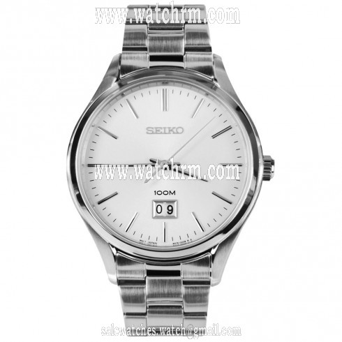Seiko Classic White Dial Stainless Steel Men's Watch SUR019