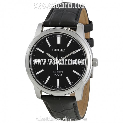 Seiko Conceptual Black Dial Black Leather Men's Watch SGEH19