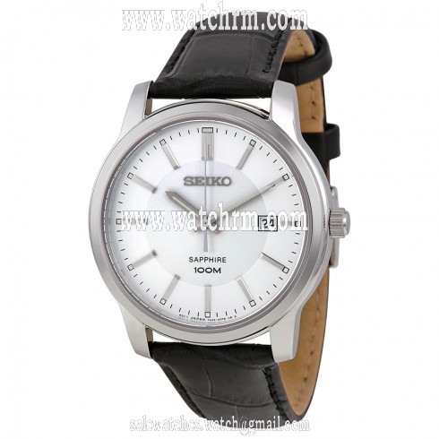 Seiko Conceptual White Dial Black Leather Men's Watch SGEH17