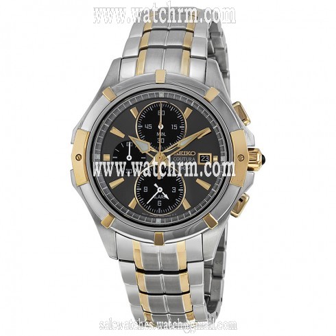 Seiko Coutura Black Dial Two Tone Stainless Steel Men's Watch SNAE56