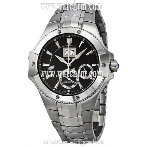 Seiko Coutura Kinetic Perpetual Calendar Steel Black Men's Watch SNP007