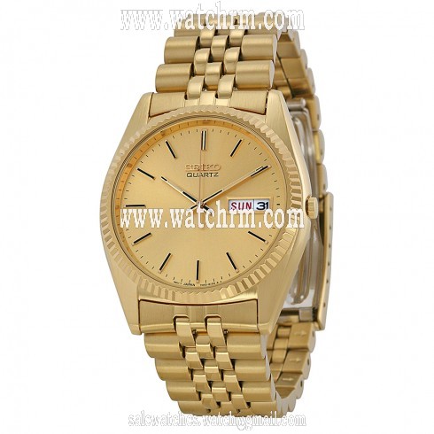 Seiko Day and Date Dress Gold-tone Stainless Steel Men's Watch SGF206