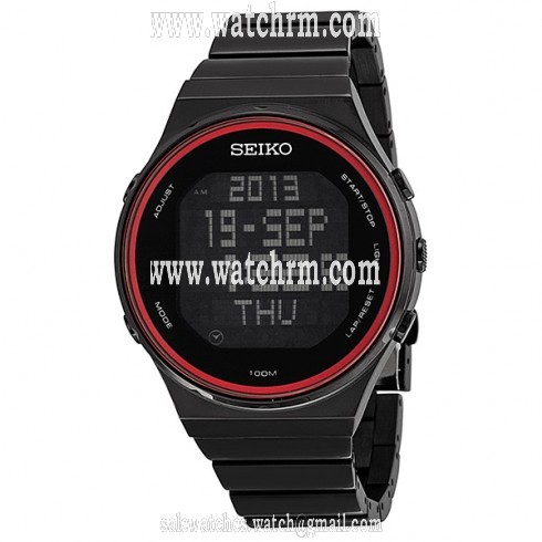 Seiko Digital Dial Black Silicone Rubber Men's Watch STP013