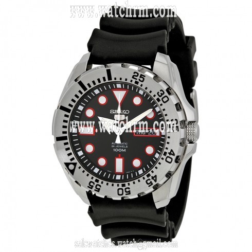 Seiko Diver Automatic Black Dial Black Rubber Men's Watch SRP601